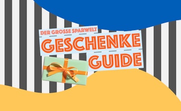 Der Schriftzug Geschenkeguide und ein verpacktes Geschenk.